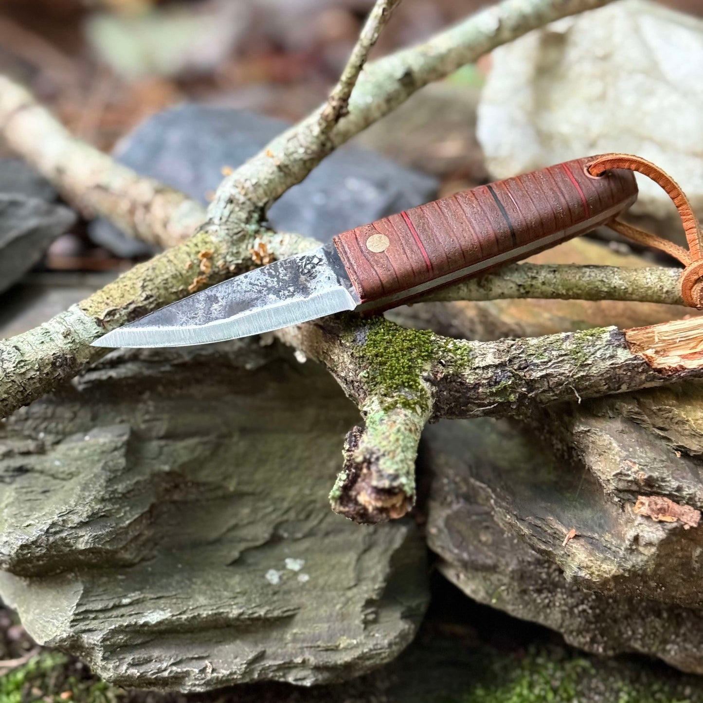 HFS Pocket Puukko Stacked Leather Handle